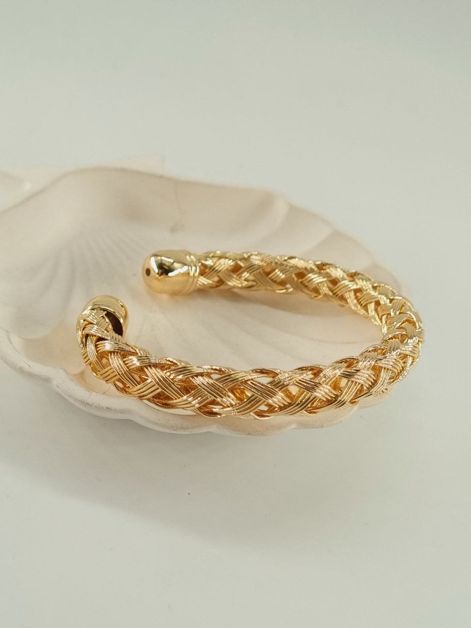 دستبند بافت فلزی استیل طلایی – مدل لاکچری |