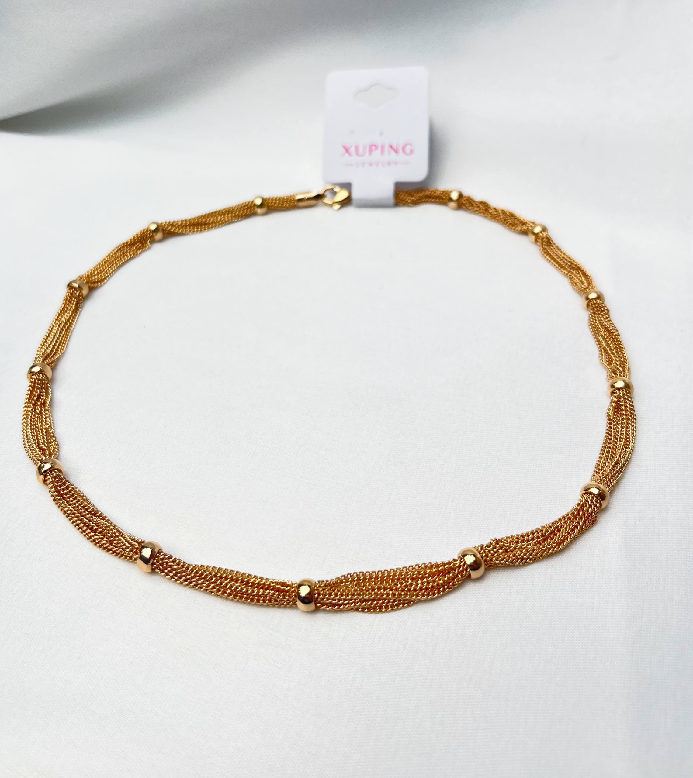 گردنبند سه لاین طلایی زنانه مدل زوپینگ – استیل طلایی با آبکاری ماندگارکد ۶۱۰