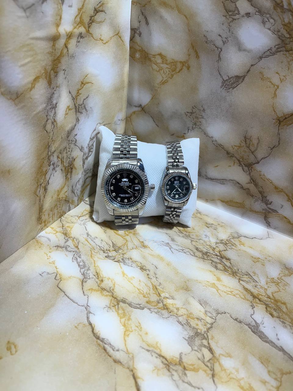ساعت ست مردانه و زنانه رولکس صفحه نگین‌دار | Rolex ست زوجی لوکس